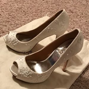 White beaded Badgely Mischka